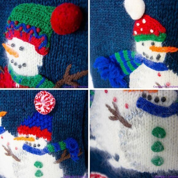 Vintage Croft & Barrow Christmas sweater with‎ 3D snowman cardinal, L - Picture 15 of 16